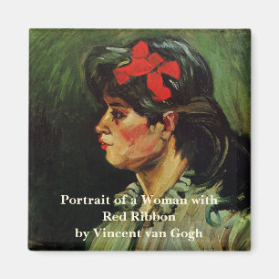 Imán Mujer con retrato de cinta roja por Vincent van Go
