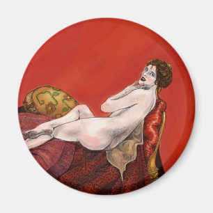 Imán Mujer con sofá rojo