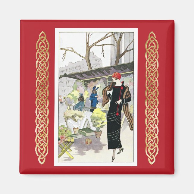 Imán Mujer con traje de negocios de terciopelo negro (1 (Frente)