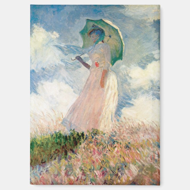 Imán Mujer con un cuadro de parasol de Claude Monet (Anverso)