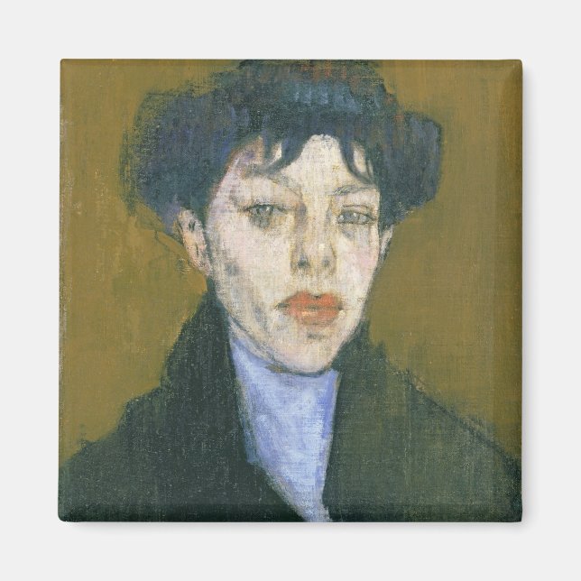 Imán Mujer con una bufanda azul, c.1912 (aceite sobre l (Frente)