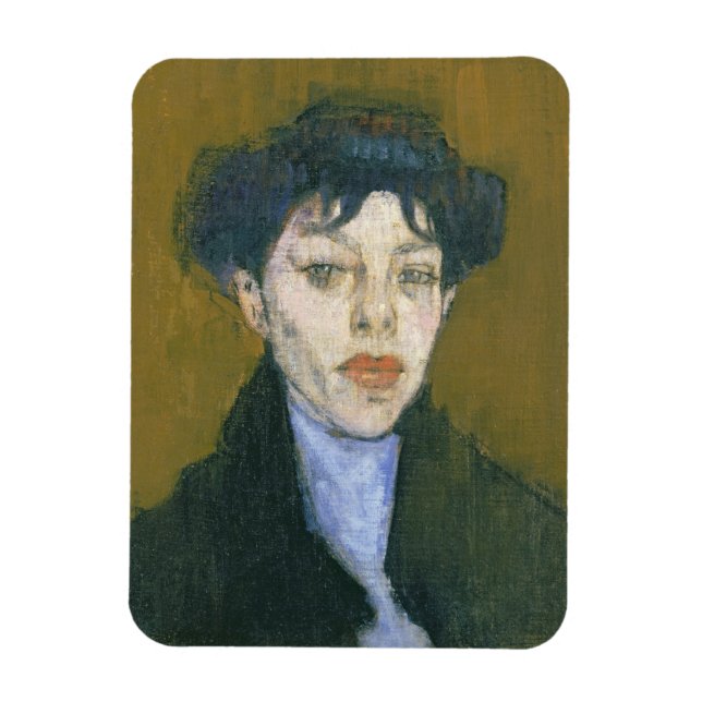 Imán Mujer con una bufanda azul, c.1912 (aceite sobre l (Vertical)