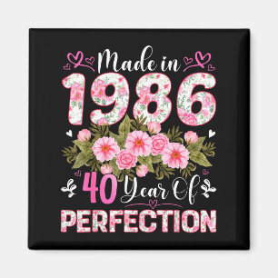 Imán Mujer de 40 años hecha en 1986 floral cumpleaños 4