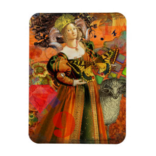 Imán Mujer de Aries Naranja: Collage de Arte Antiguo de