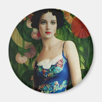 Mujer de estilo Art Déco elegante con grandes flor