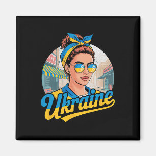Imán Mujer de estilo retro de Ucrania Gráfica Orgullo c