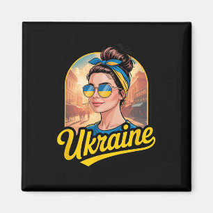 Imán Mujer de estilo retro de Ucrania Gráfico Orgullo c