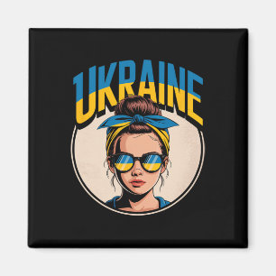 Imán Mujer de estilo retro en Ucrania Gráfico Orgullo c