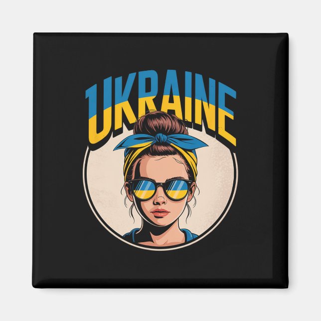 Imán Mujer de estilo retro en Ucrania Gráfico Orgullo c (Frente)