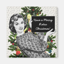 Imán Mujer de los años 50 con Rótulo Navidad
