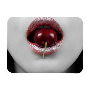 Imán Mujer de moda con labios de cerezo
