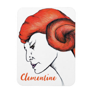 Imán Mujer de pelo naranja mandarina retrato Pop Art