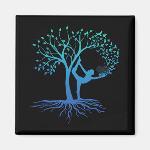Imán Mujer de yoga con árbol de la vida Hermoso yoga