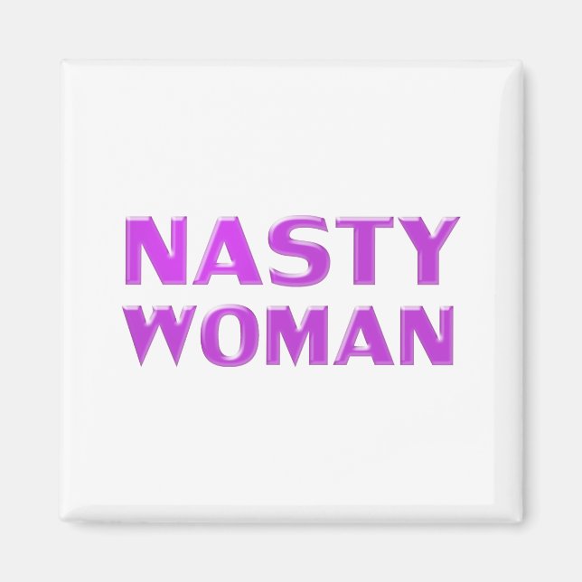 Imán "mujer desagradable" blanco morado (Frente)