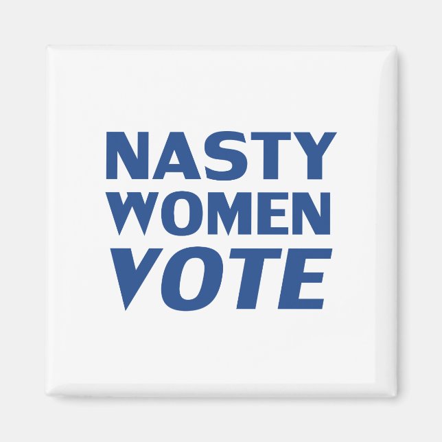 Imán "mujer desagradable vota" blanco azul (Frente)
