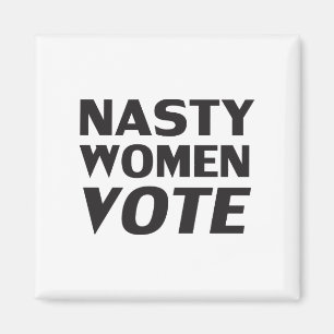 Imán "mujer desagradable vota" blanco negro