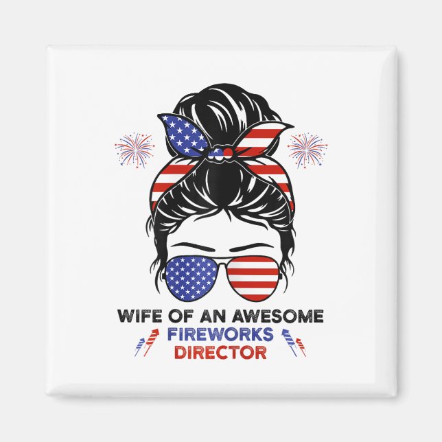 Imán Mujer Directora De Fuegos Artificiales - Funny Usa (Frente)