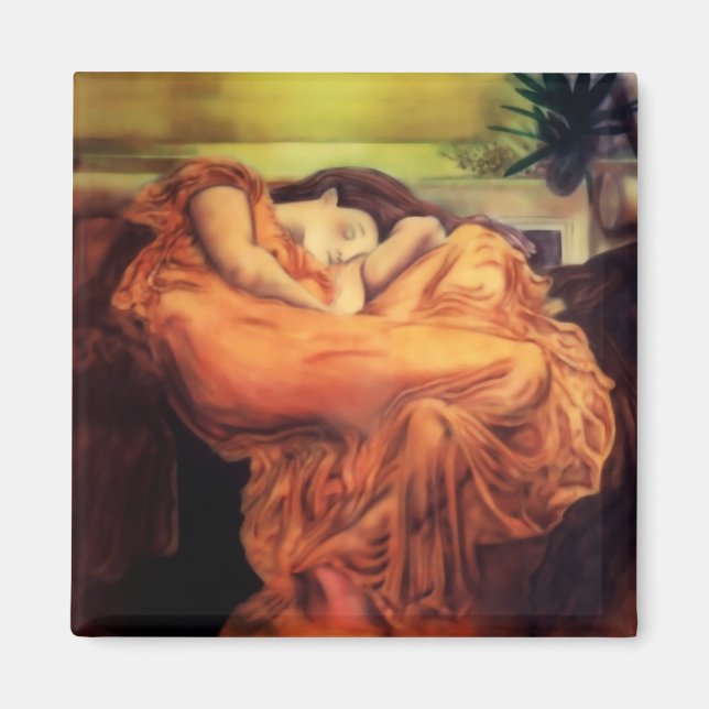 Imán Mujer durmiendo en el naranja - Flamante junio (Frente)