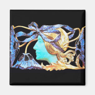 IMÁN MUJER ELEGANTE BELLEZA JOYA /SEÑORA, LAZO AZUL, FL