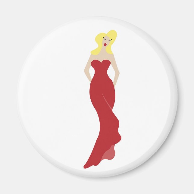 Imán Mujer elegante con un vestido rojo (Frente)