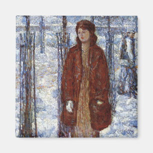 Imán Mujer elegante (invierno nevado de 1918 en Nueva Y