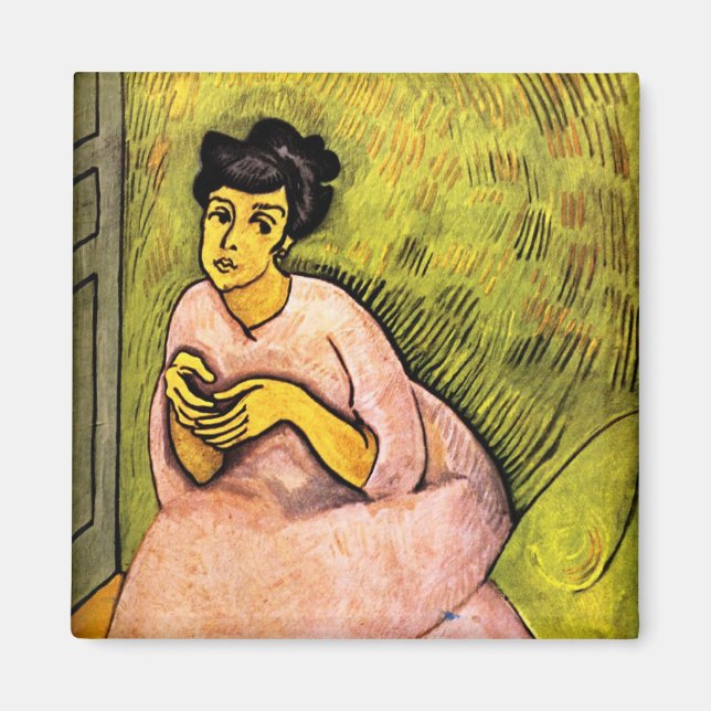 Imán Mujer en arte rosa (mujer elegante) (retrato femen (Frente)