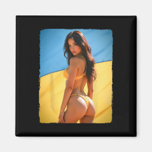 Imán Mujer en camiseta - Bikini Morena y Ucrania