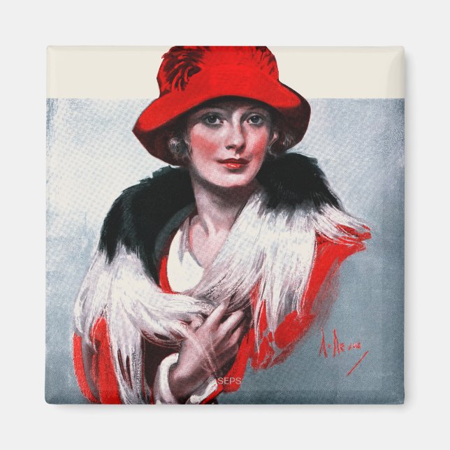 Imán Mujer en Gorra rojo (Frente)