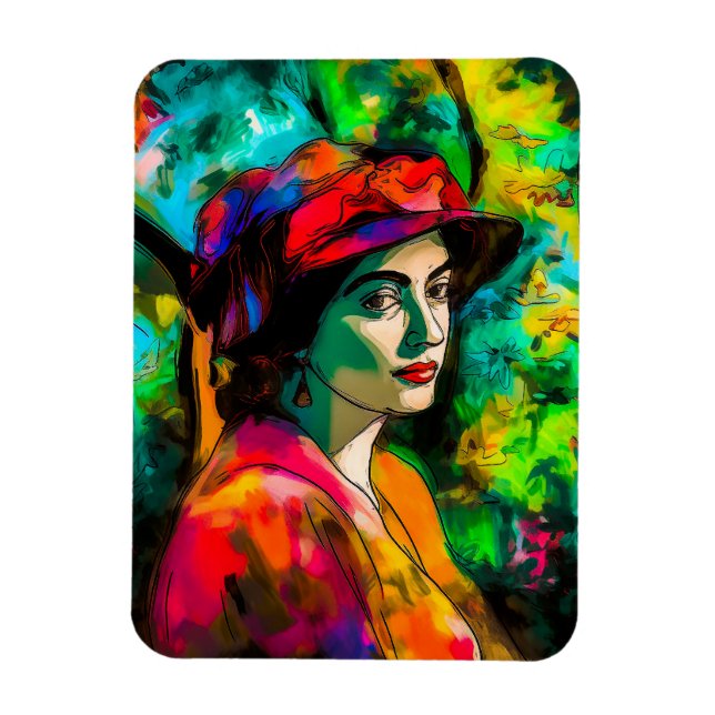 Imán Mujer en Gorra rojo (Vertical)