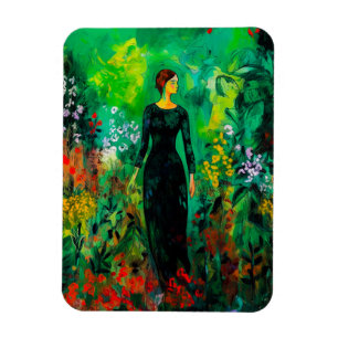 Imán Mujer en la hermosa pradera verde