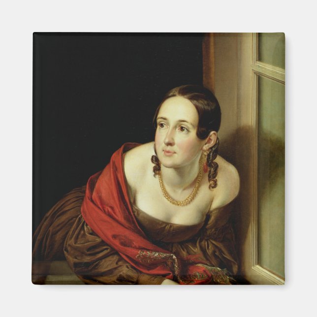 Imán Mujer en su ventana o, la esposa de un (Frente)