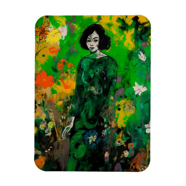 Imán mujer en un campo colorido (Vertical)