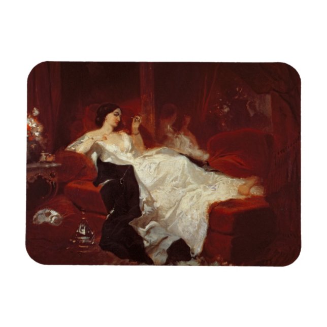 Imán Mujer en un sofá rojo (Horizontal)