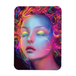 Imán Mujer extranjera con pelo cósmico