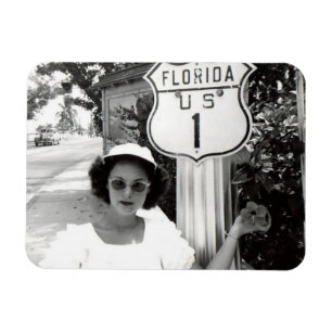 Imán Mujer Florida Rte. 1 Vintage de Rótulo de carreter