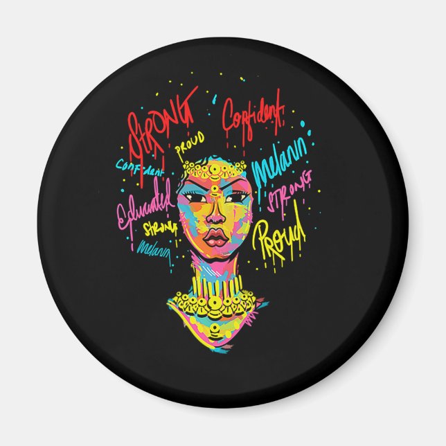 Imán Mujer fuerte reina africana mujer negra mes de his (Frente)