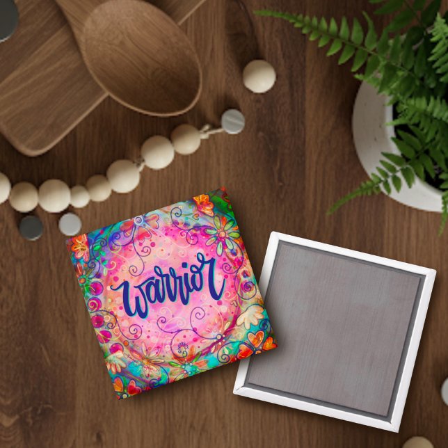 Imán Mujer guerrera Bonito Inspiradora floral rosa moda (Subido por el creador)