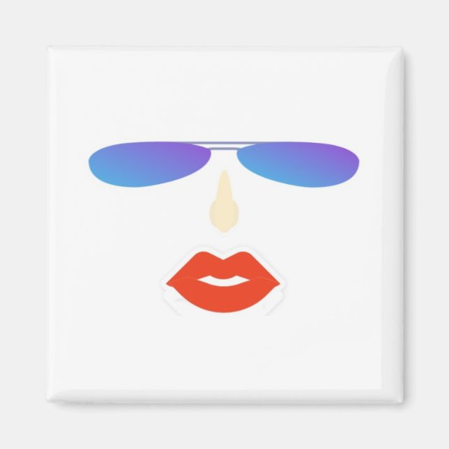 Imán Mujer Hermosa Con Gafas De Sol Cool  (Frente)