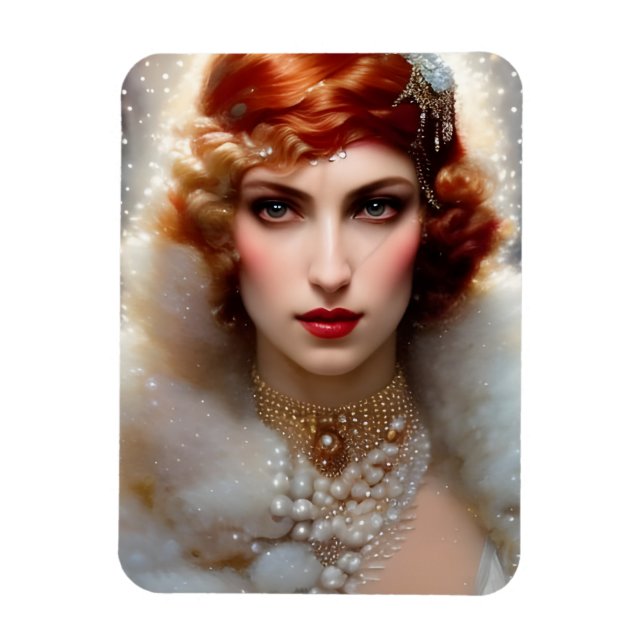 Imán Mujer hermosa en blanco (Vertical)