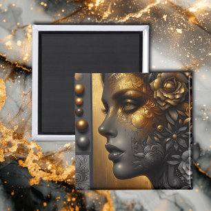 Imán Mujer Hermosa en Oro Etéreo