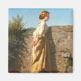 Imán Mujer hermosa mirando sobre la pared (Vintage)