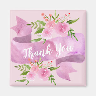 Imán Mujer Hermoso Chic Floral Rubor Rosa Rosa Gracias