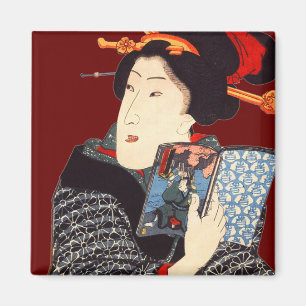 Imán Mujer japonesa leyendo 2