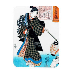 Imán Mujer Japonesa y Cachorros, Kuniyoshi