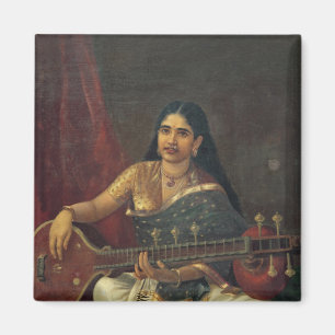 Imán Mujer joven con un Veena