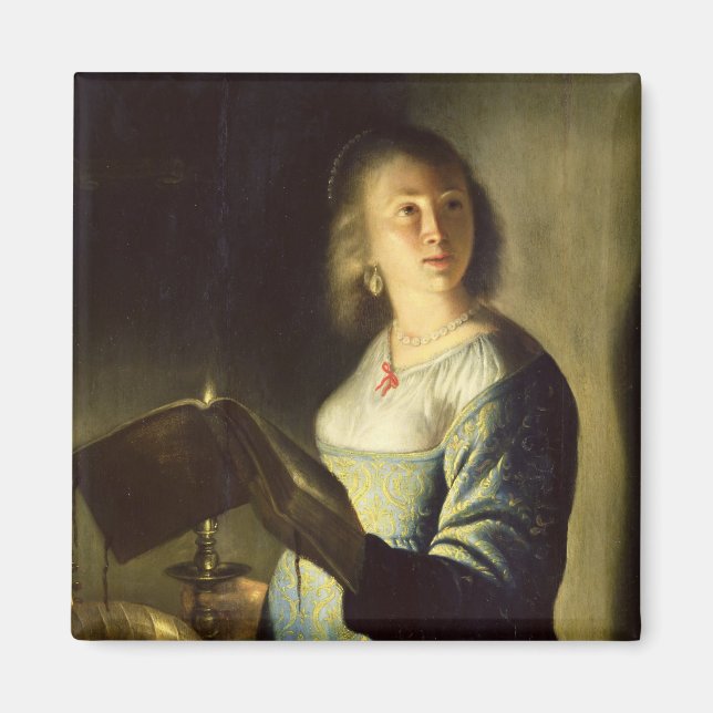 Imán Mujer joven con una vela (Frente)