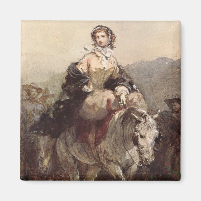 Imán Mujer joven en un caballo (Frente)