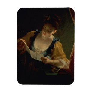 Imán Mujer joven que lee una letra (aceite en lona)