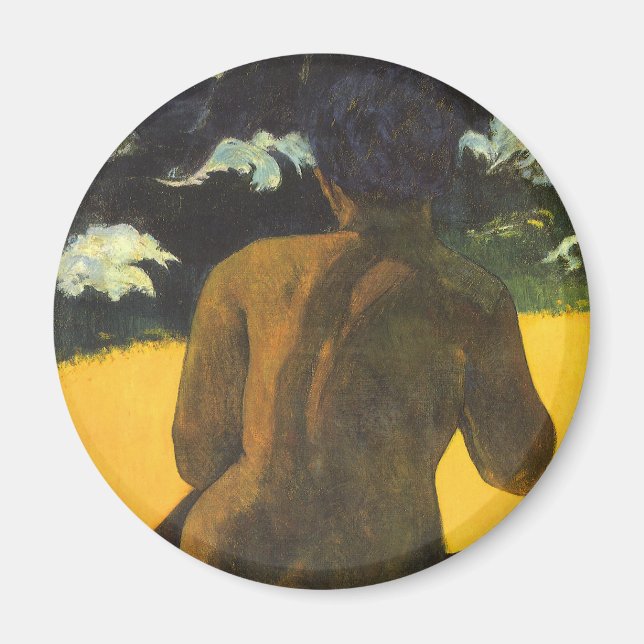 Imán Mujer junto al mar de Paul Gauguin, Bella Artes de (Frente)