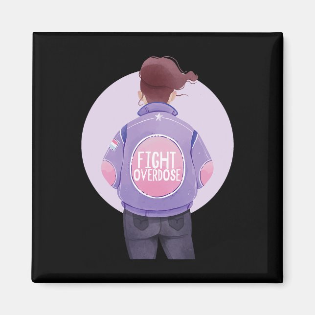 Imán mujer lucha contra la sobredosis Cinta púrpura Sob (Frente)